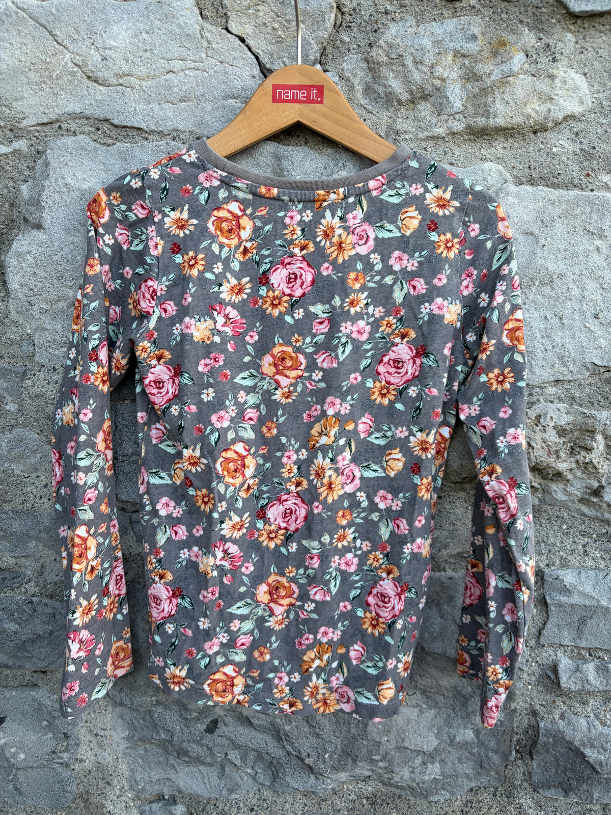 Flowers grey top  8y (128cm)