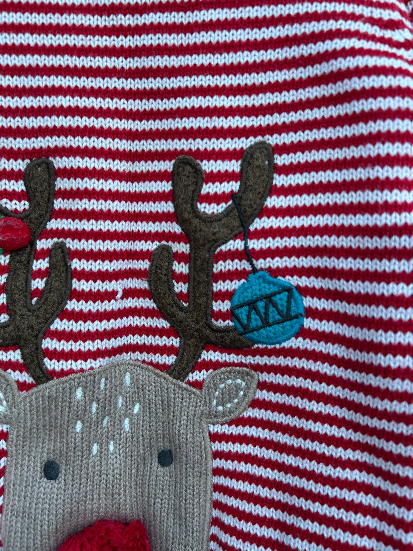 Reindeer red stripy jumper 18-24m (86-92cm)