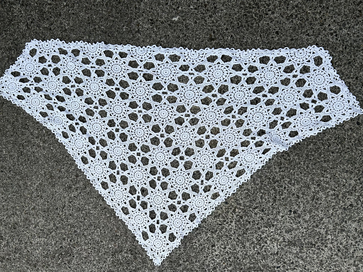 White crochet shawl