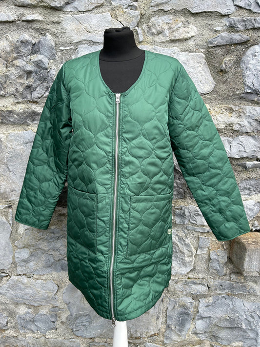 Green quilted long thermal jacket uk 8