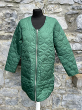 Load image into Gallery viewer, Green quilted long thermal jacket uk 8
