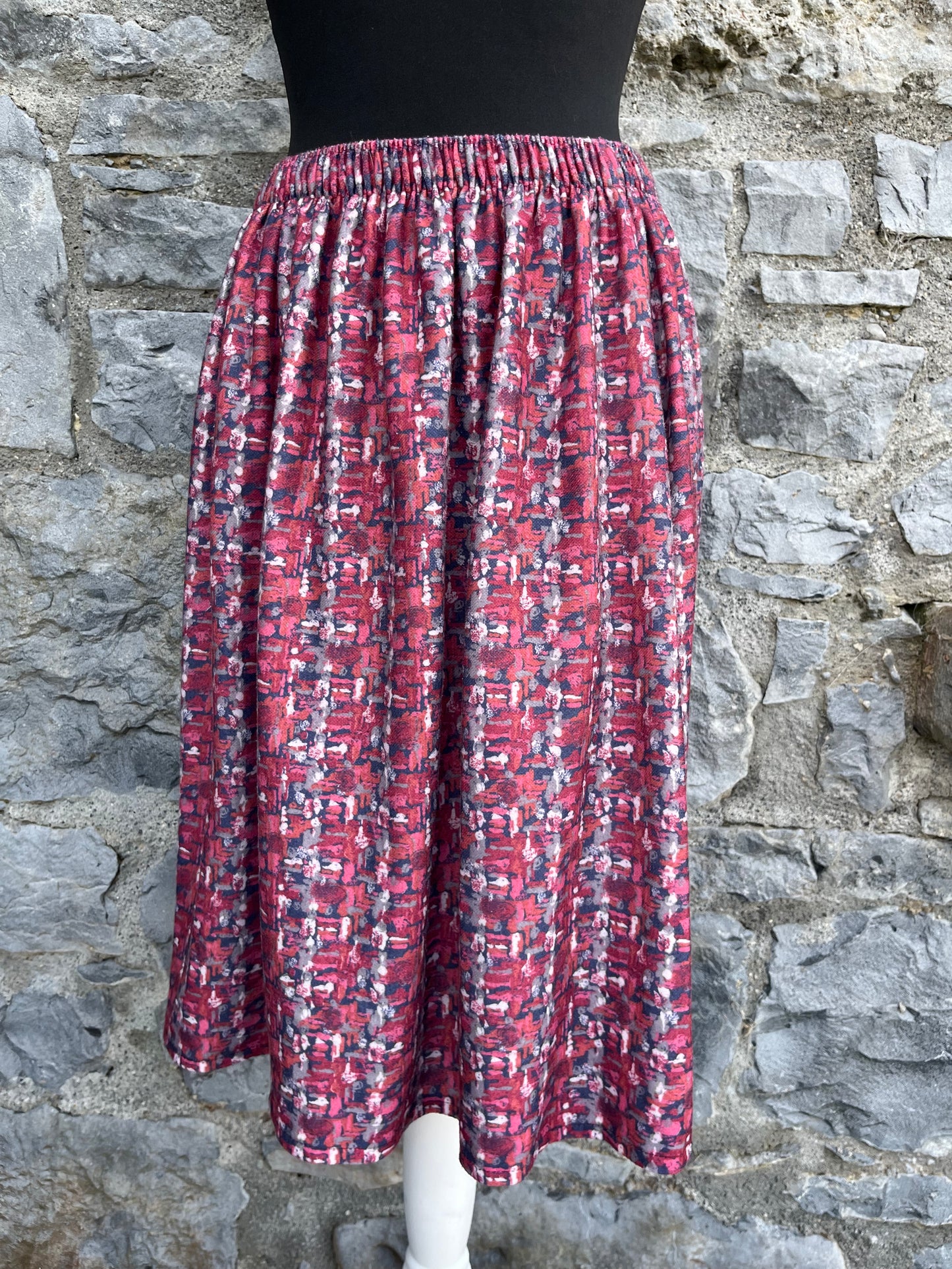 80s maroon spotty skirt uk 10-12