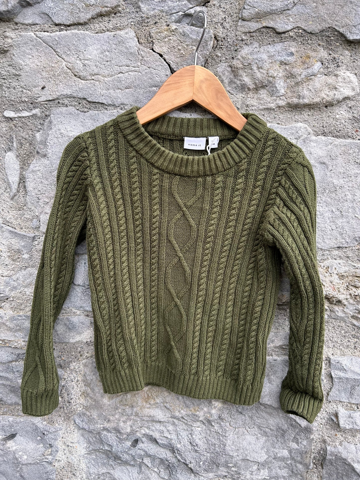 Green cable jumper  4-5y (104-110cm)