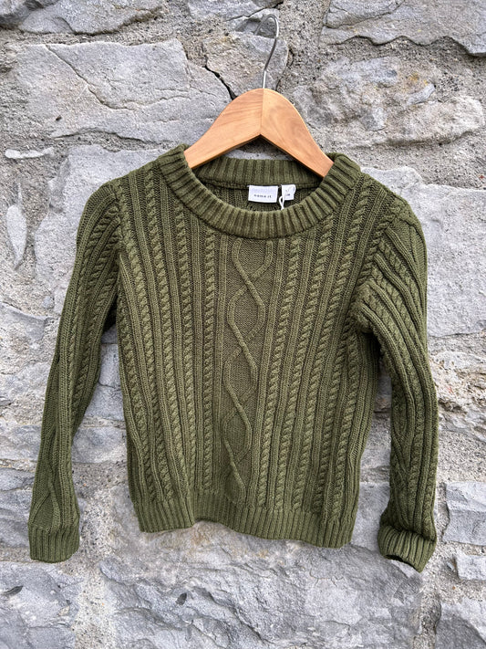 Green cable jumper  4-5y (104-110cm)