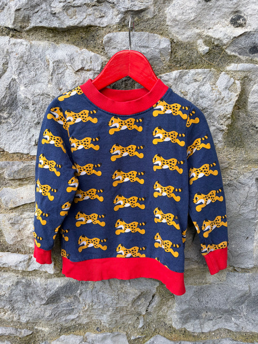 Cheetah navy Sweatshirt 2-3y (92-98cm)