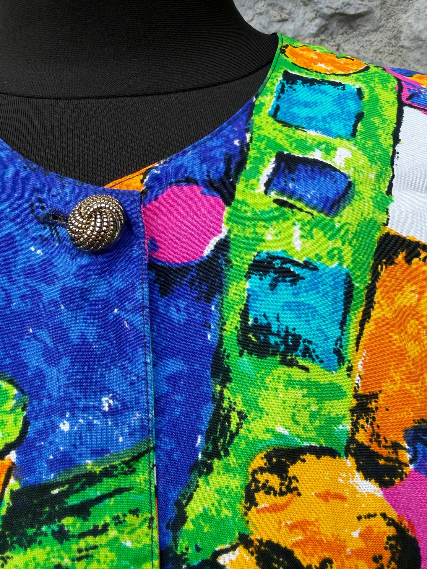 80s colourful abstract blouse uk 14