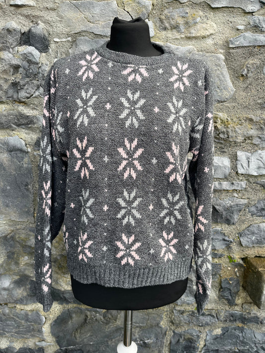 80s grey snowflake jumper uk 12