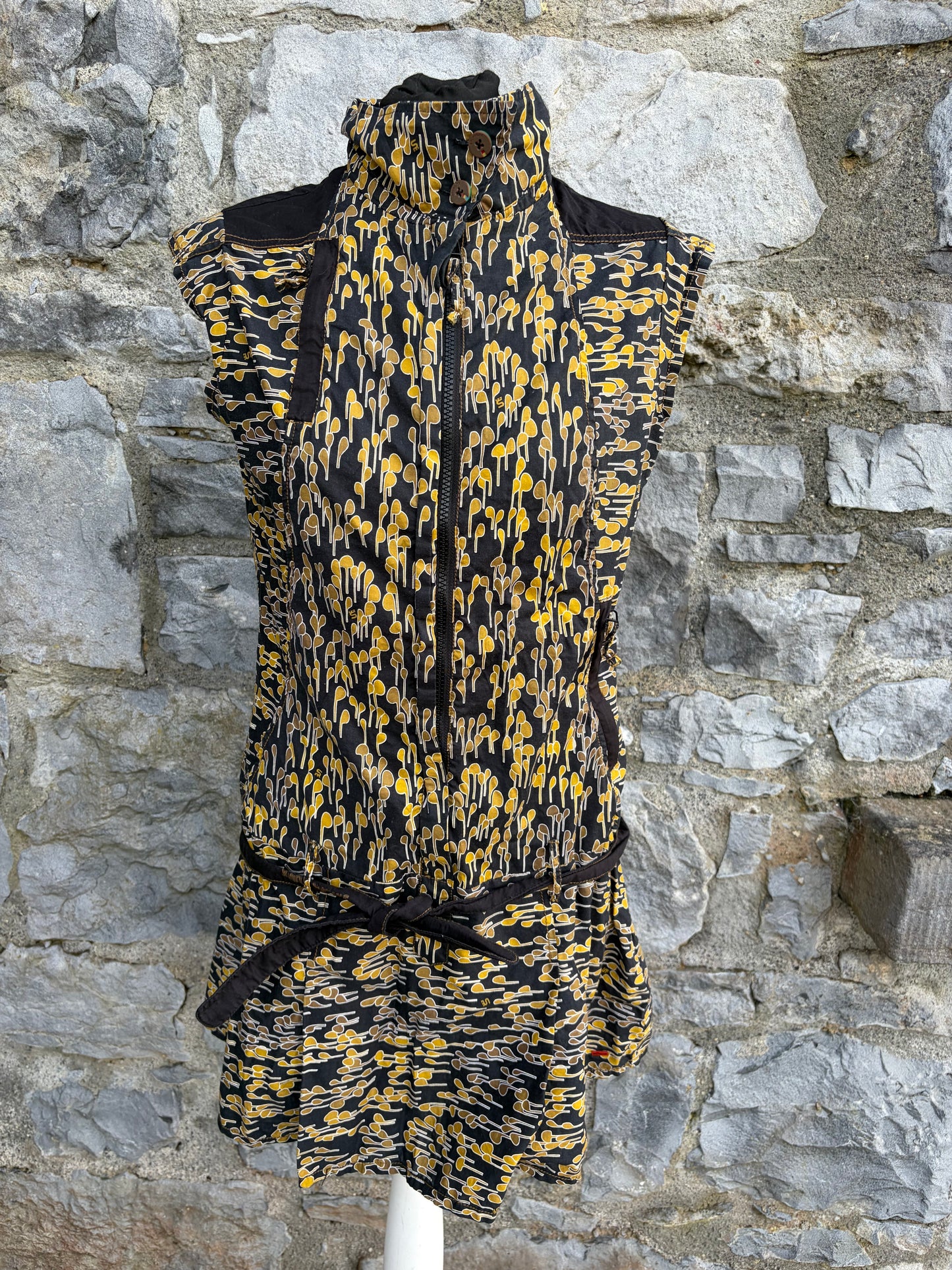 Brown abstract pattern sleeveless dress uk 8-10