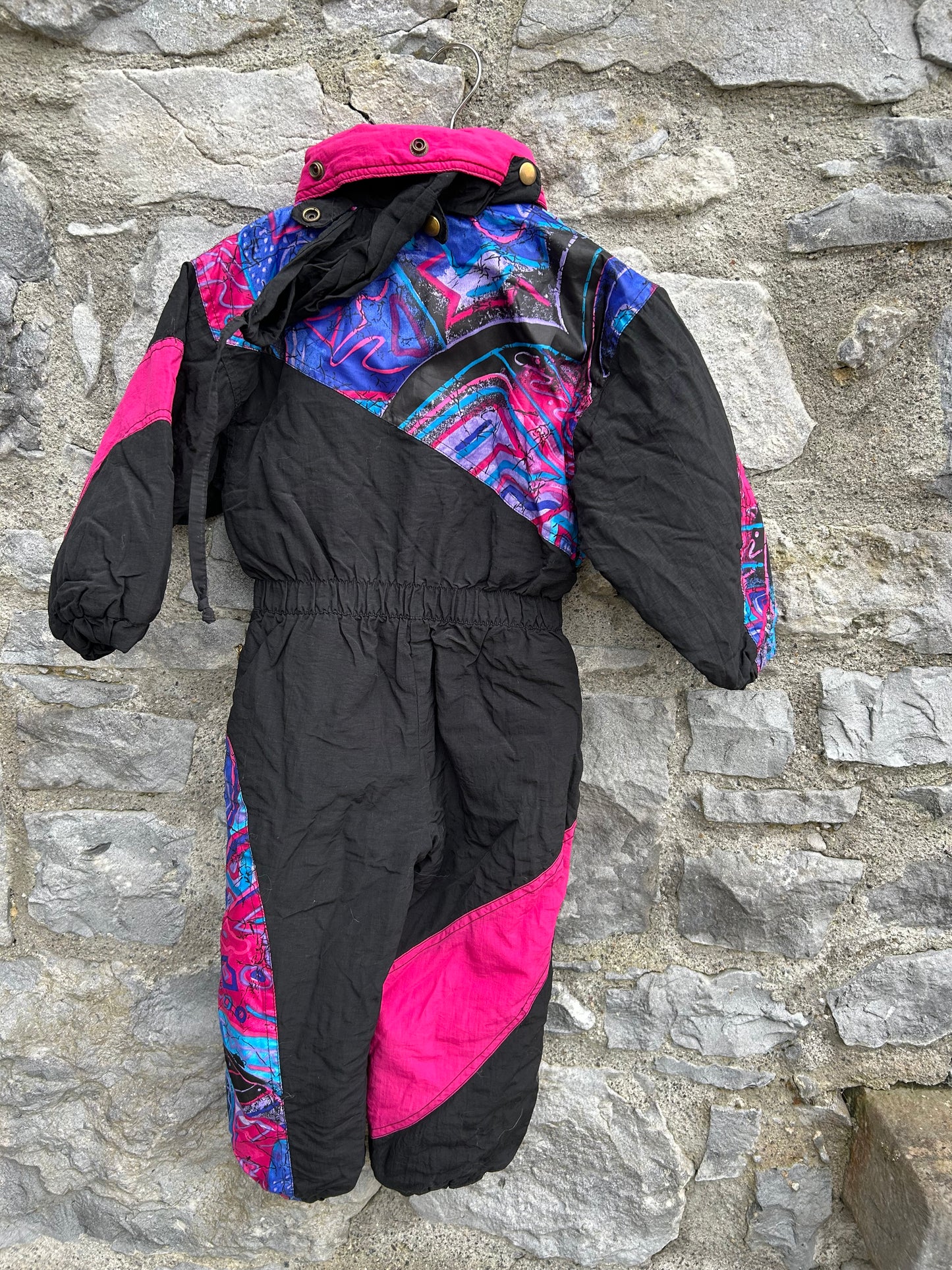 80s black&pink ski suit  3y (98cm)