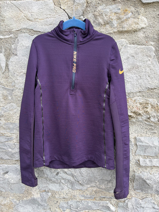 Nike Pro purple half-zip athletic top 8-9y (128-134cm)