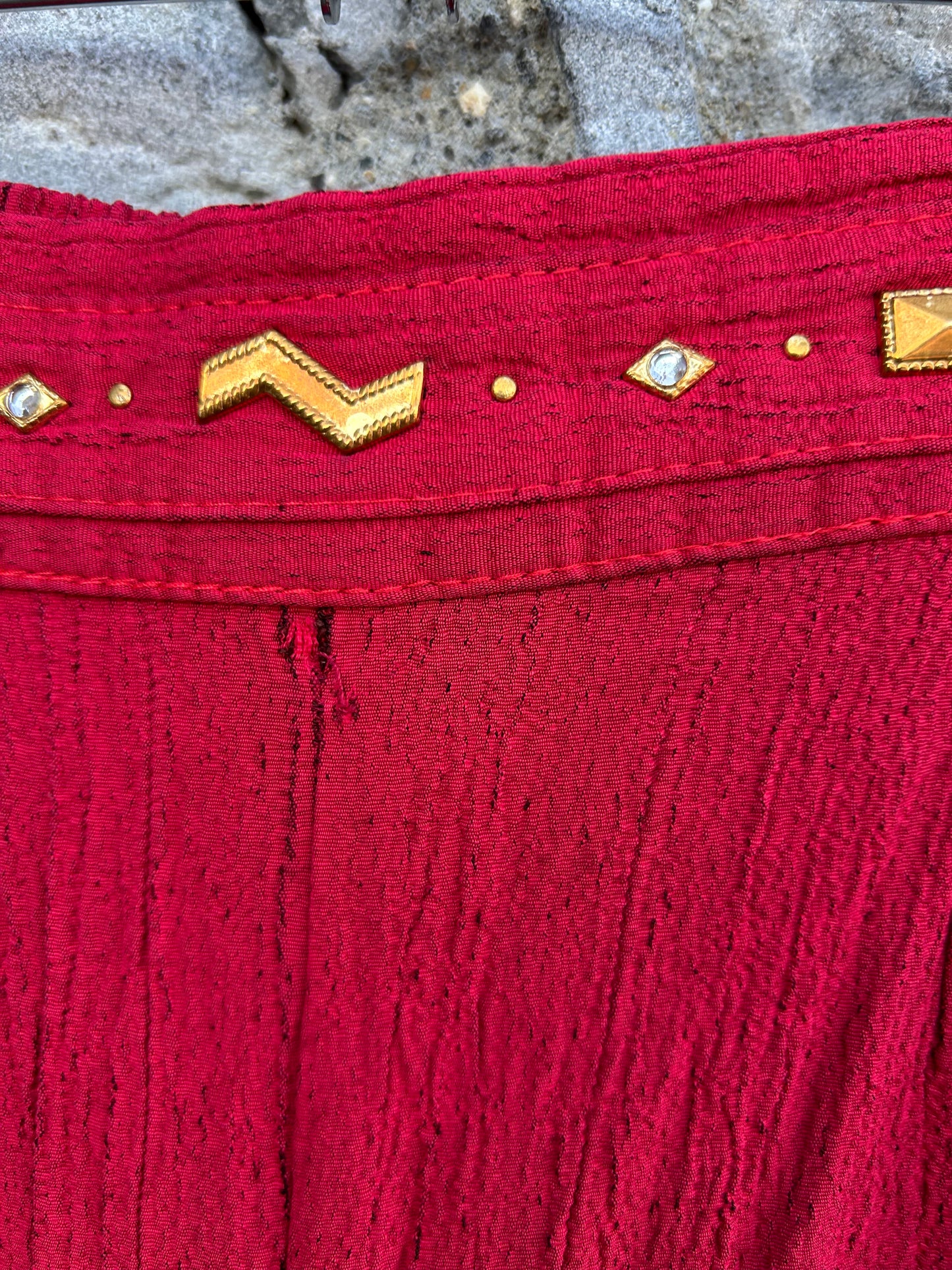 90s red wrinkled pants 11-12y (146-152cm)