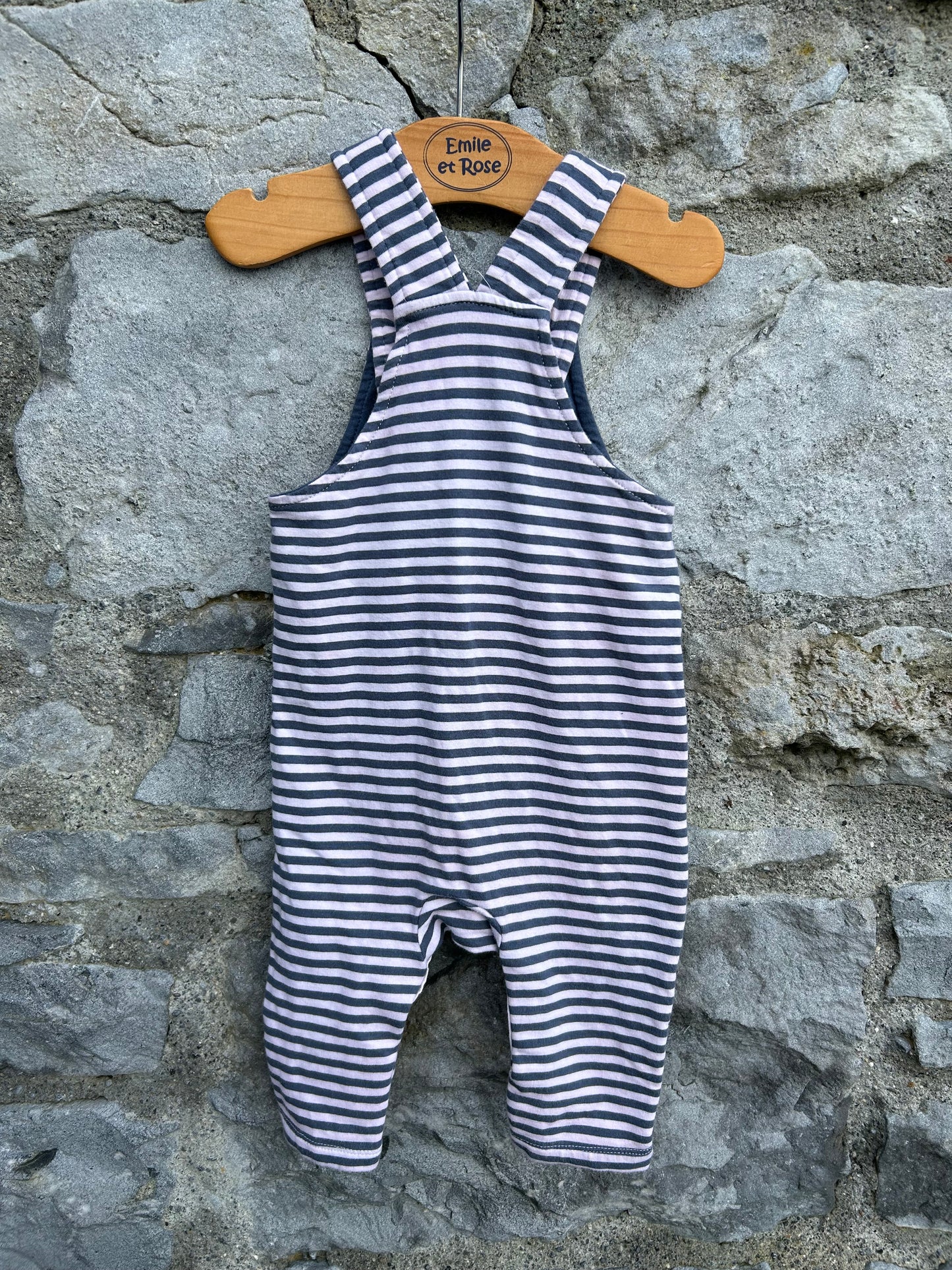 Woodland Animals navy stripy dungarees  3-6m (62-68cm)