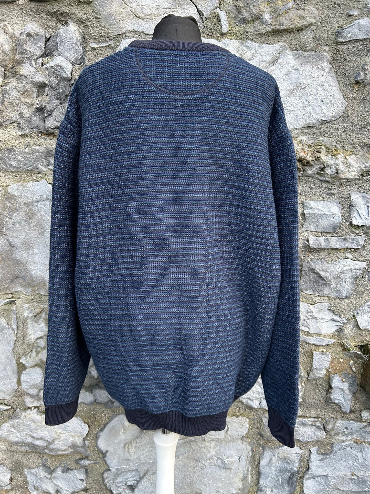 90s blue stripy jumper XL-XXL