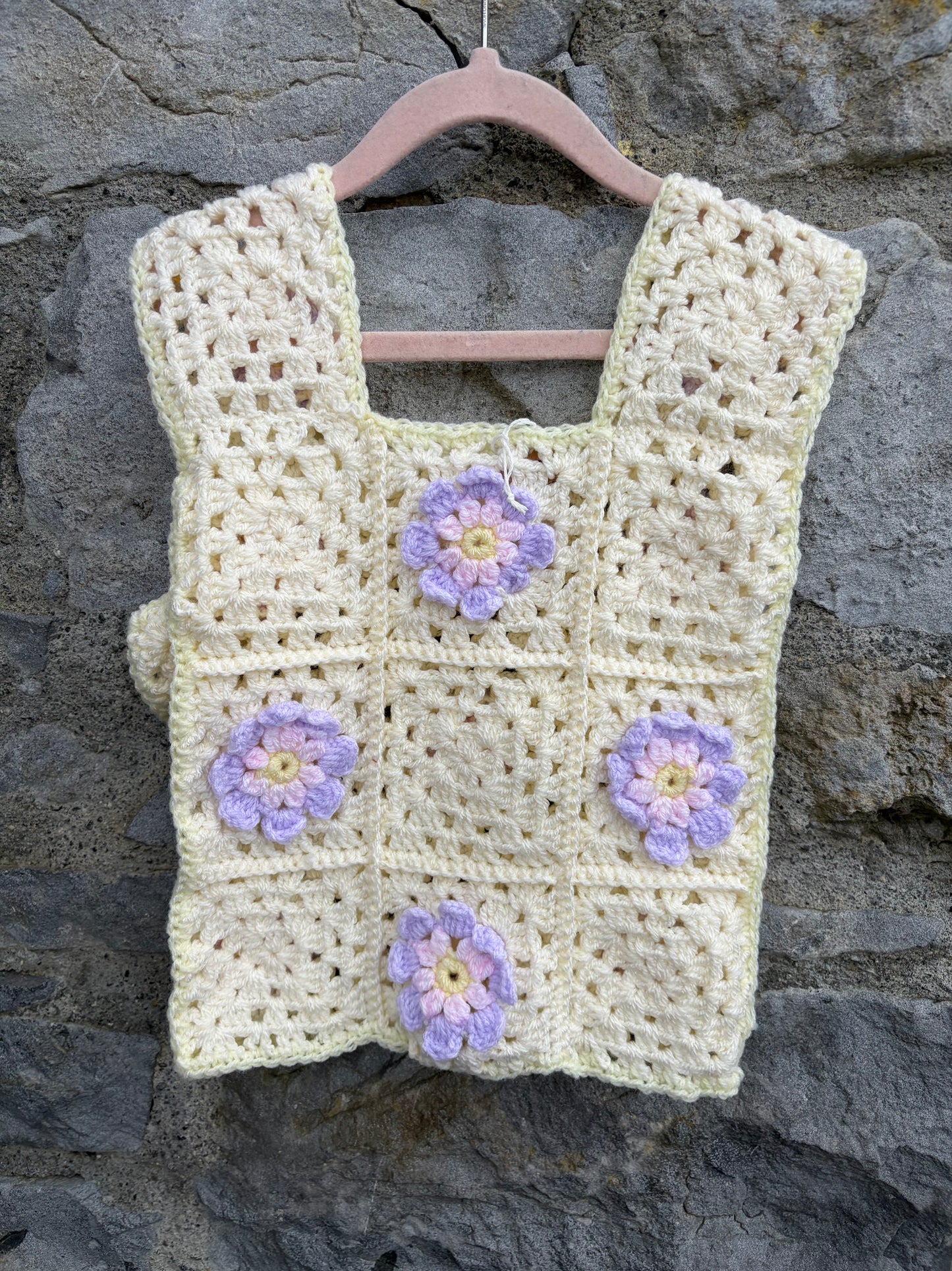 Flower crochet cream top&bag   3-4y (98-104cm)