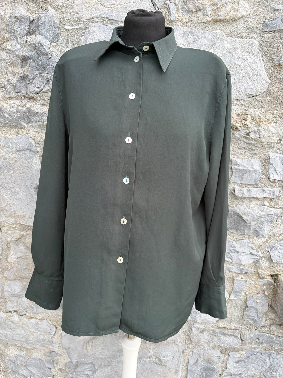 90s dark green blouse uk 10-12