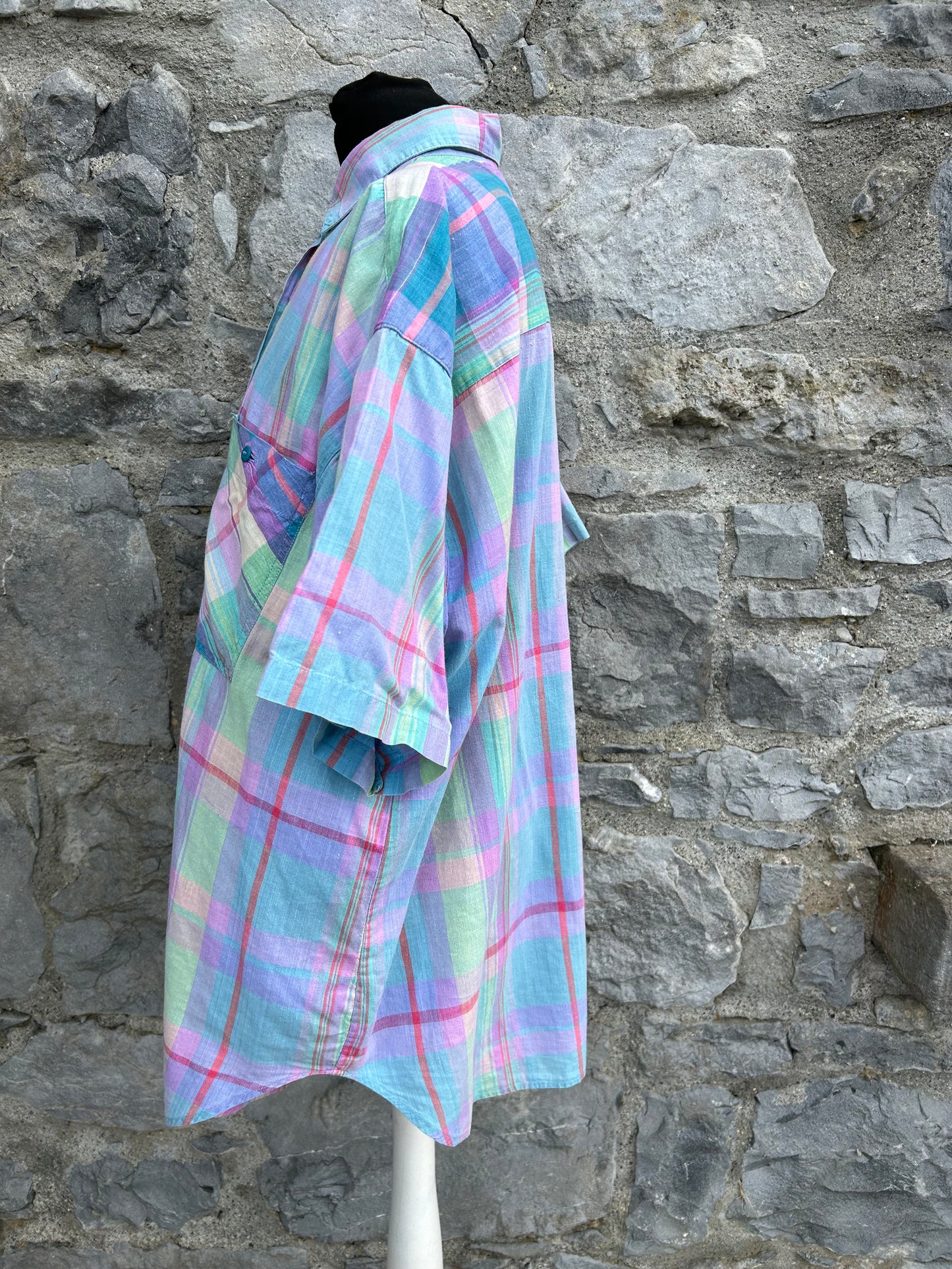 90s colourful check shirt Large