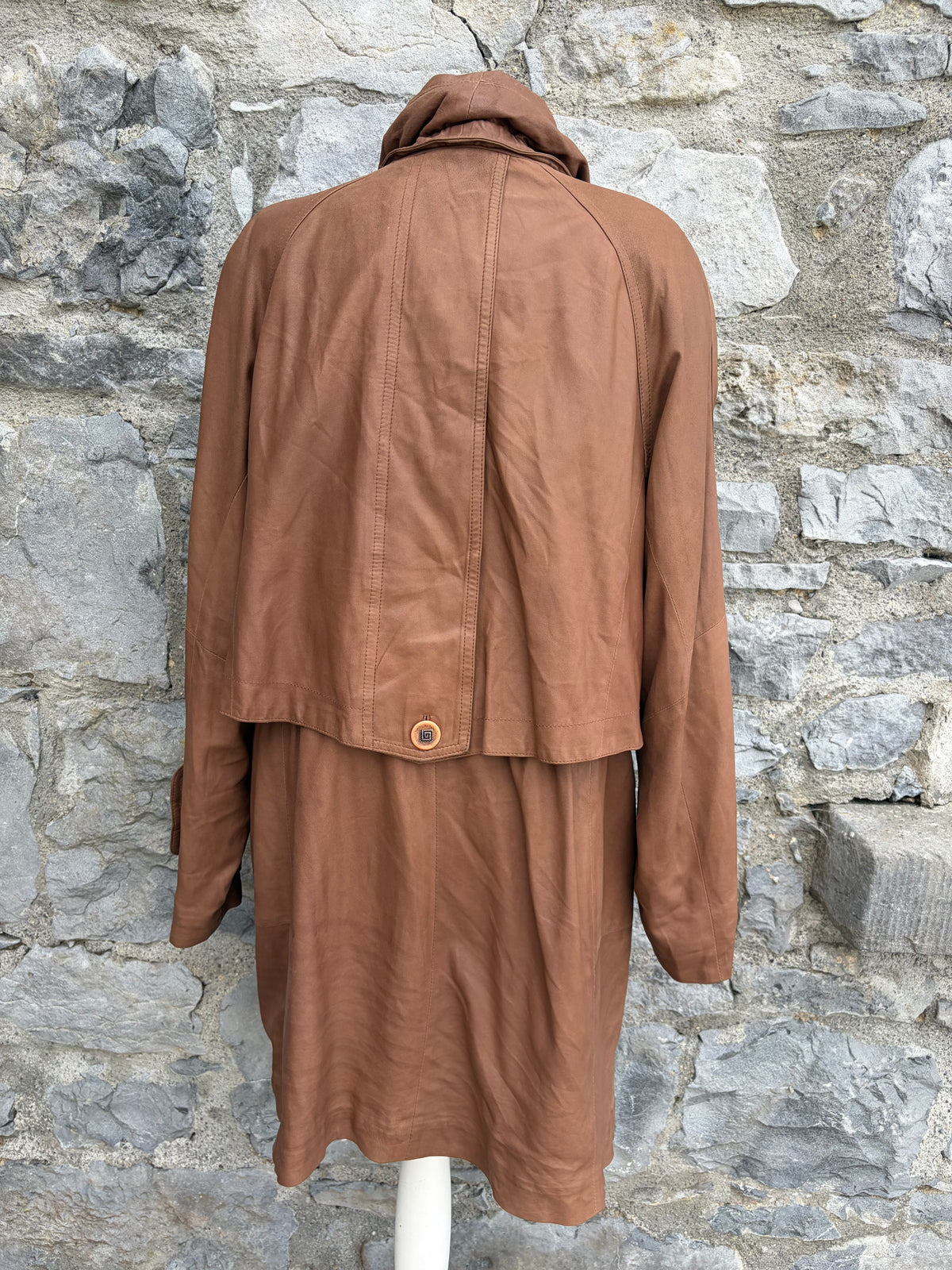 80s brown leather coat uk 14-16