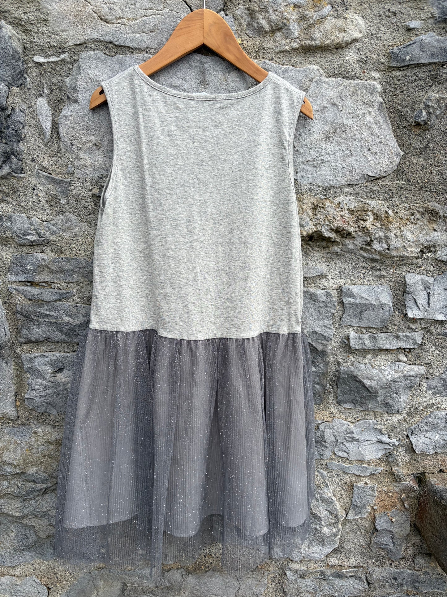 Grey tank dress with a glittery tulle skirt overlay 12-13y (152-158cm)