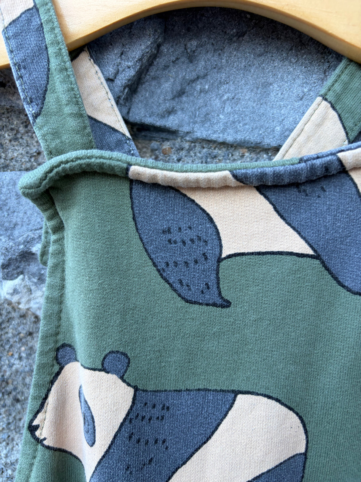 Pandas Green dungarees  12-18m (80-86cm)