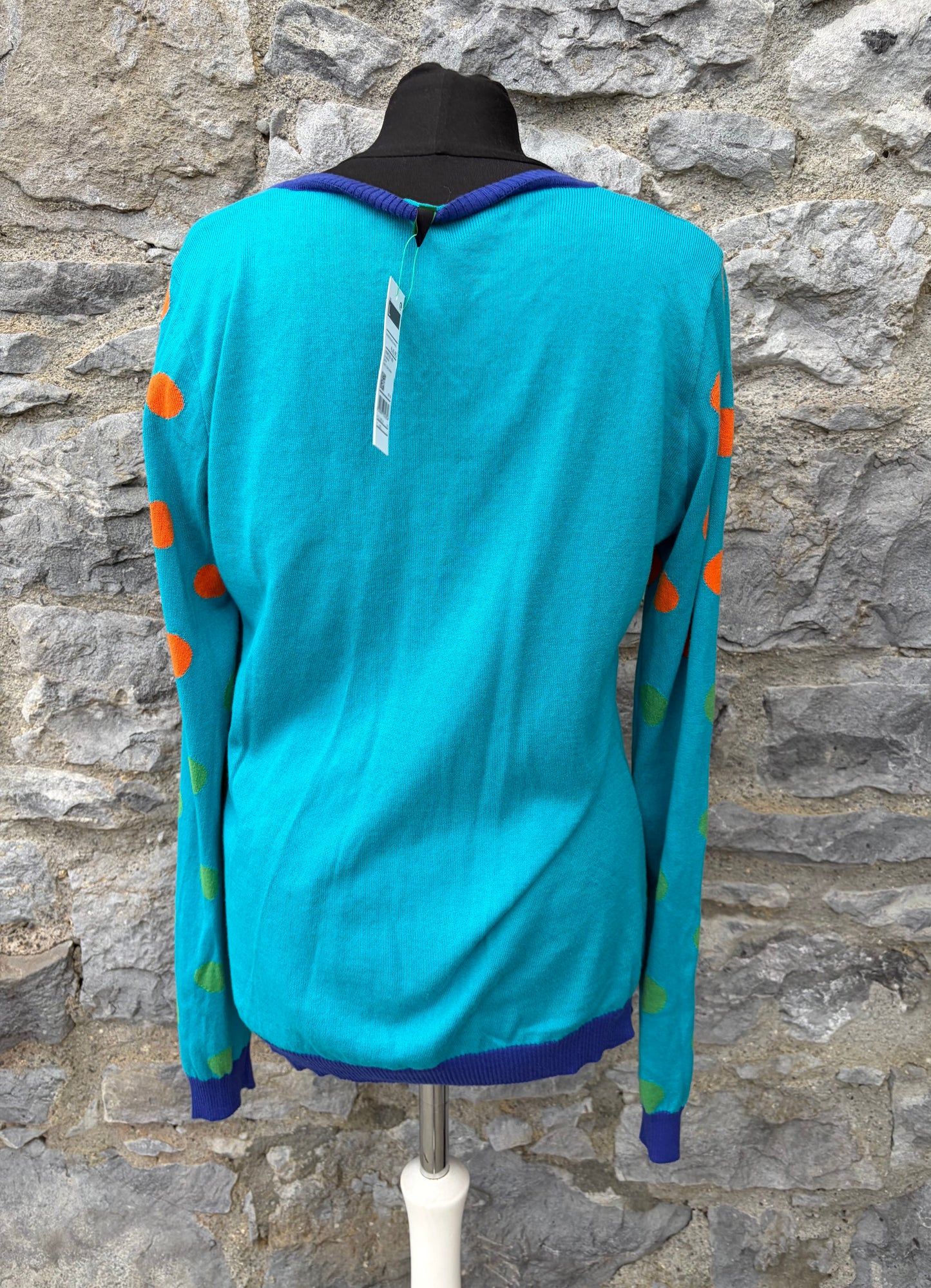 Orange&green polka dots cardigan uk 14