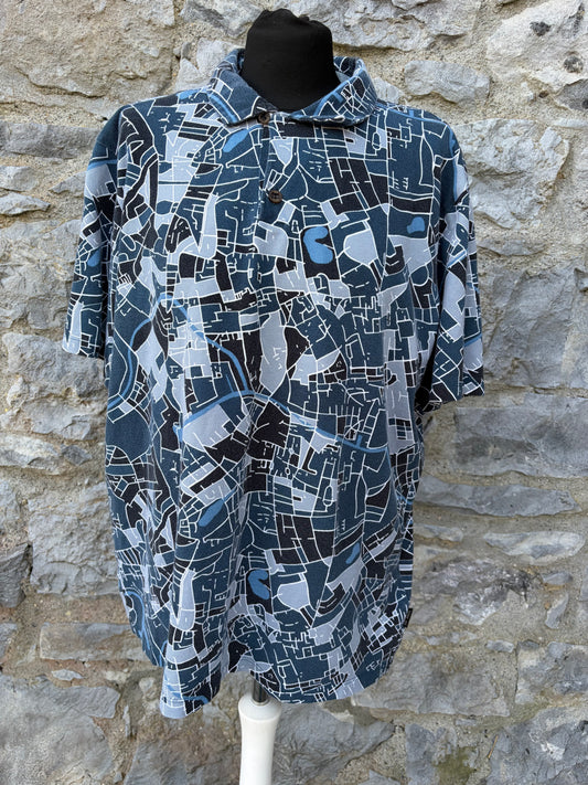 Abstract map design polo shirt Large