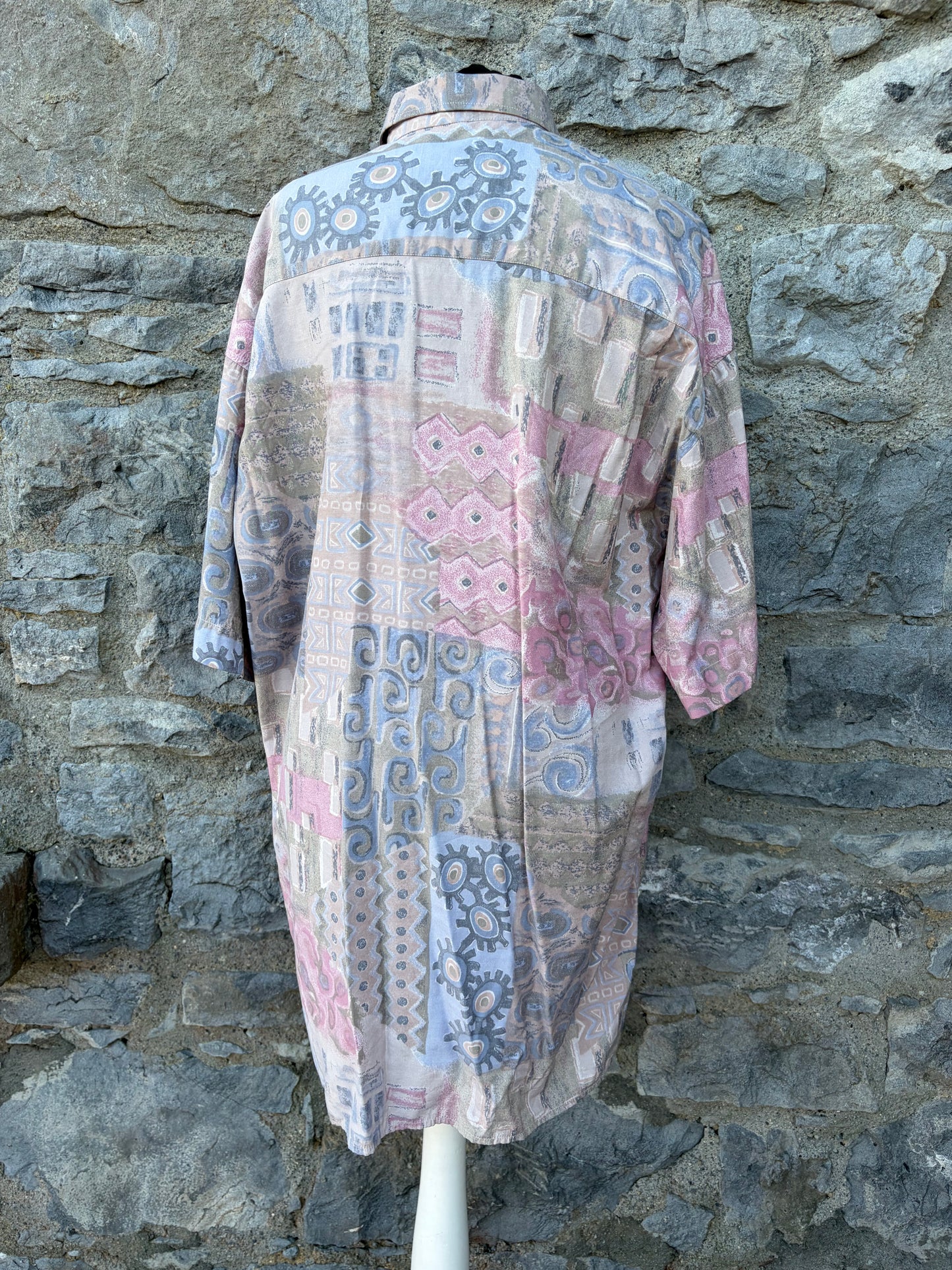 80s Aztec print patchwork shirt Large