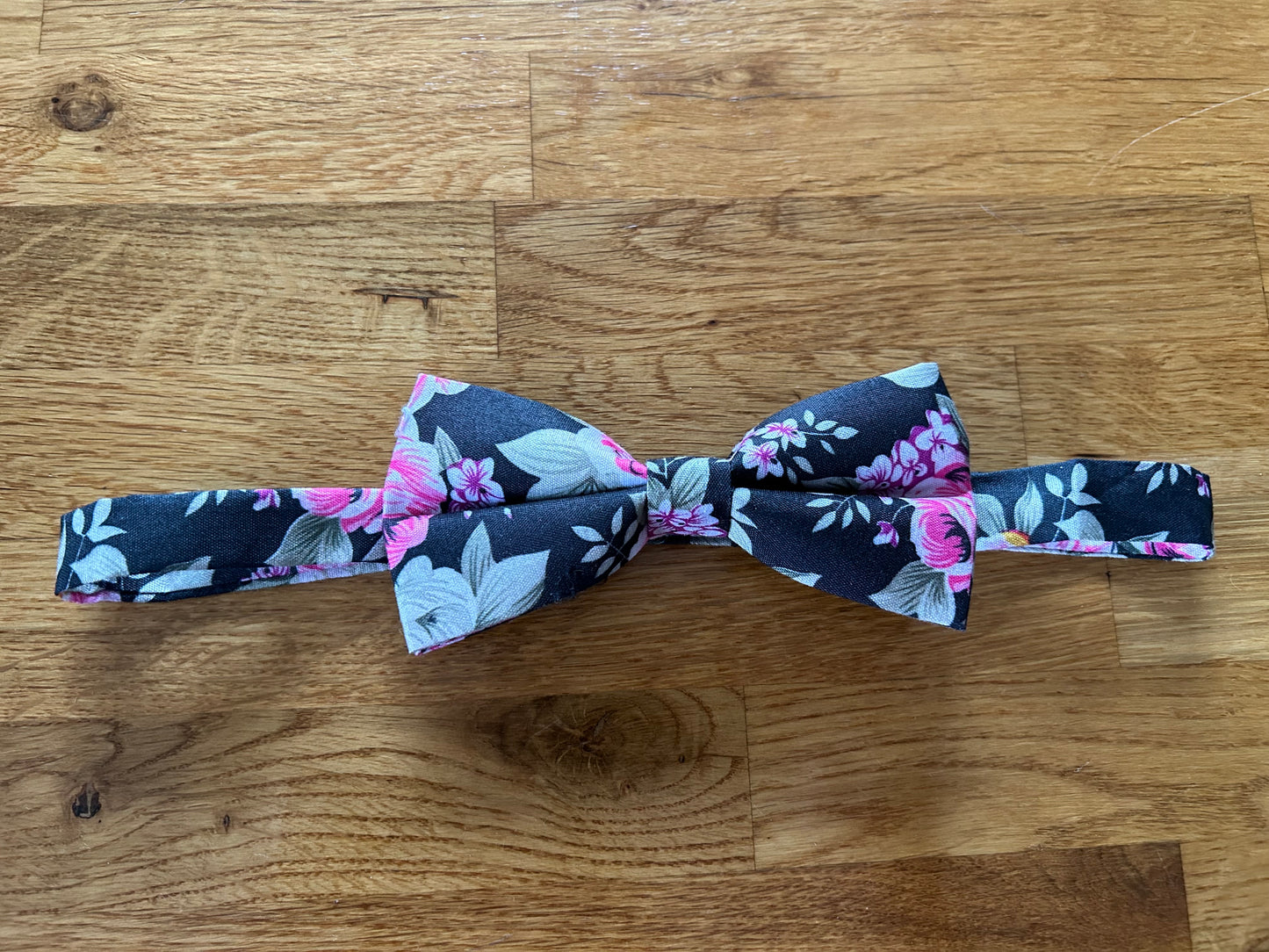 Black flower bow tie