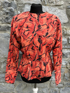 80s abstract orange blouse uk 12