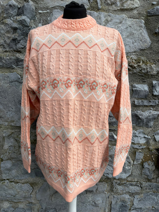 80s peach geometric jumper uk 12-14