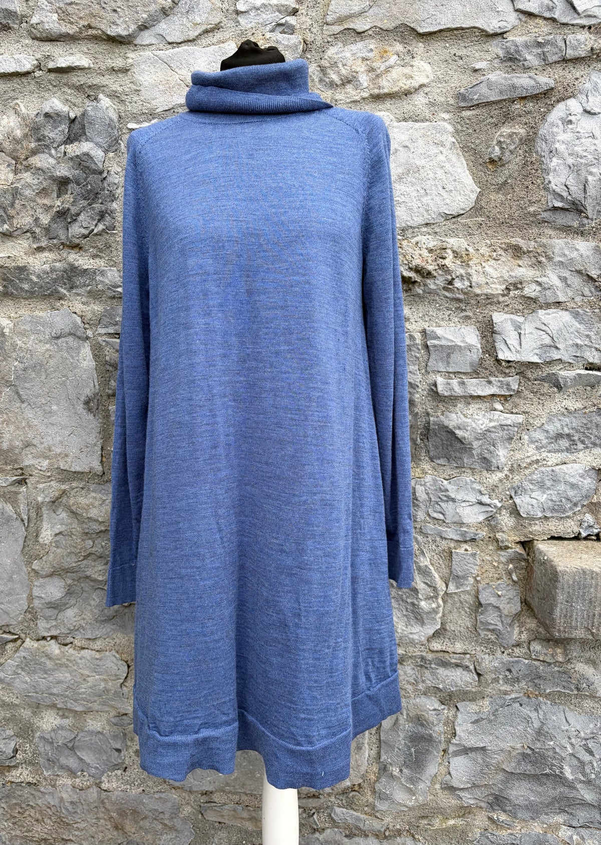 Blue wool turtleneck jumper dress uk 12
