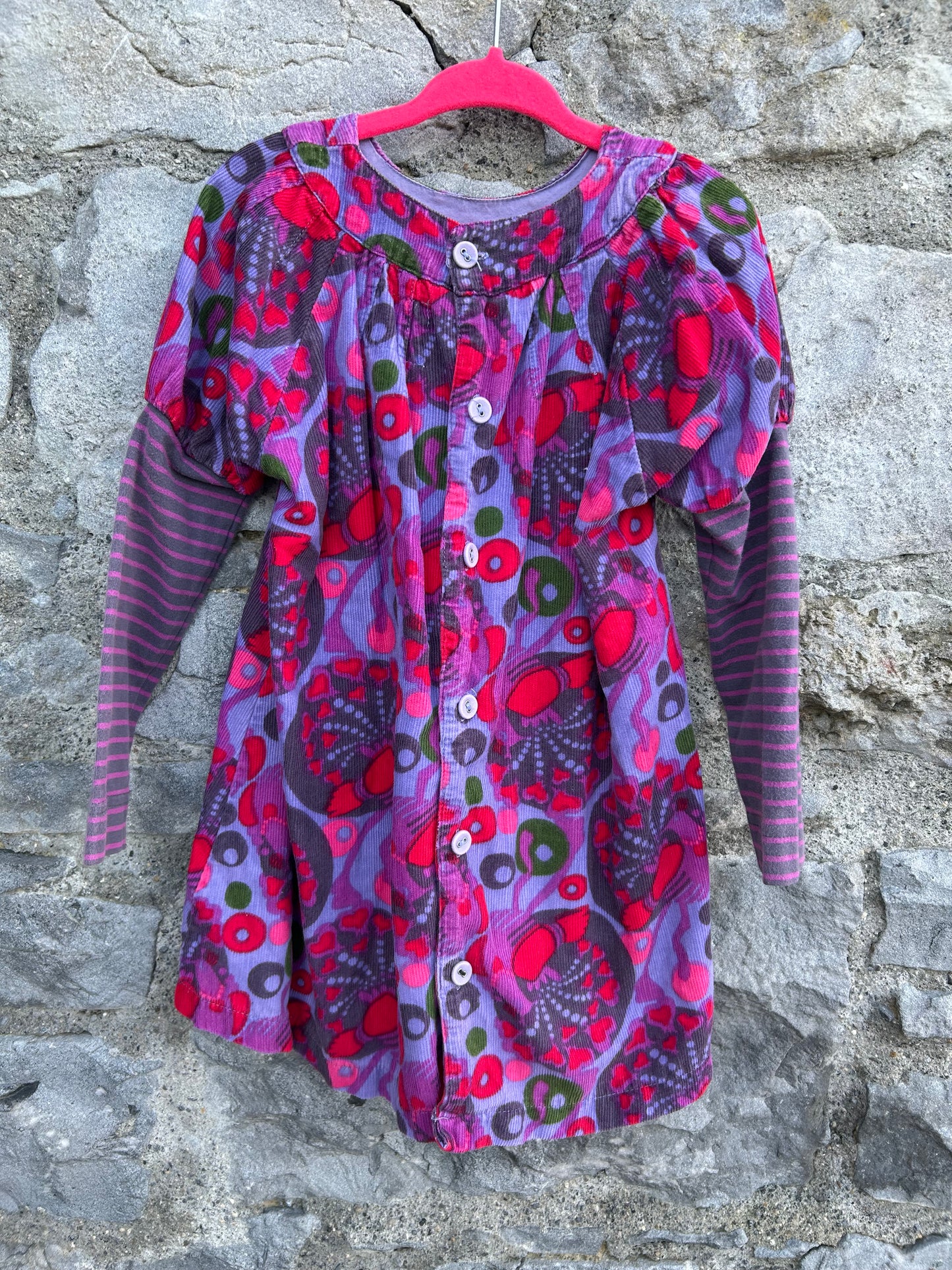 Purple floral cord dress   2-3y (92-98cm)