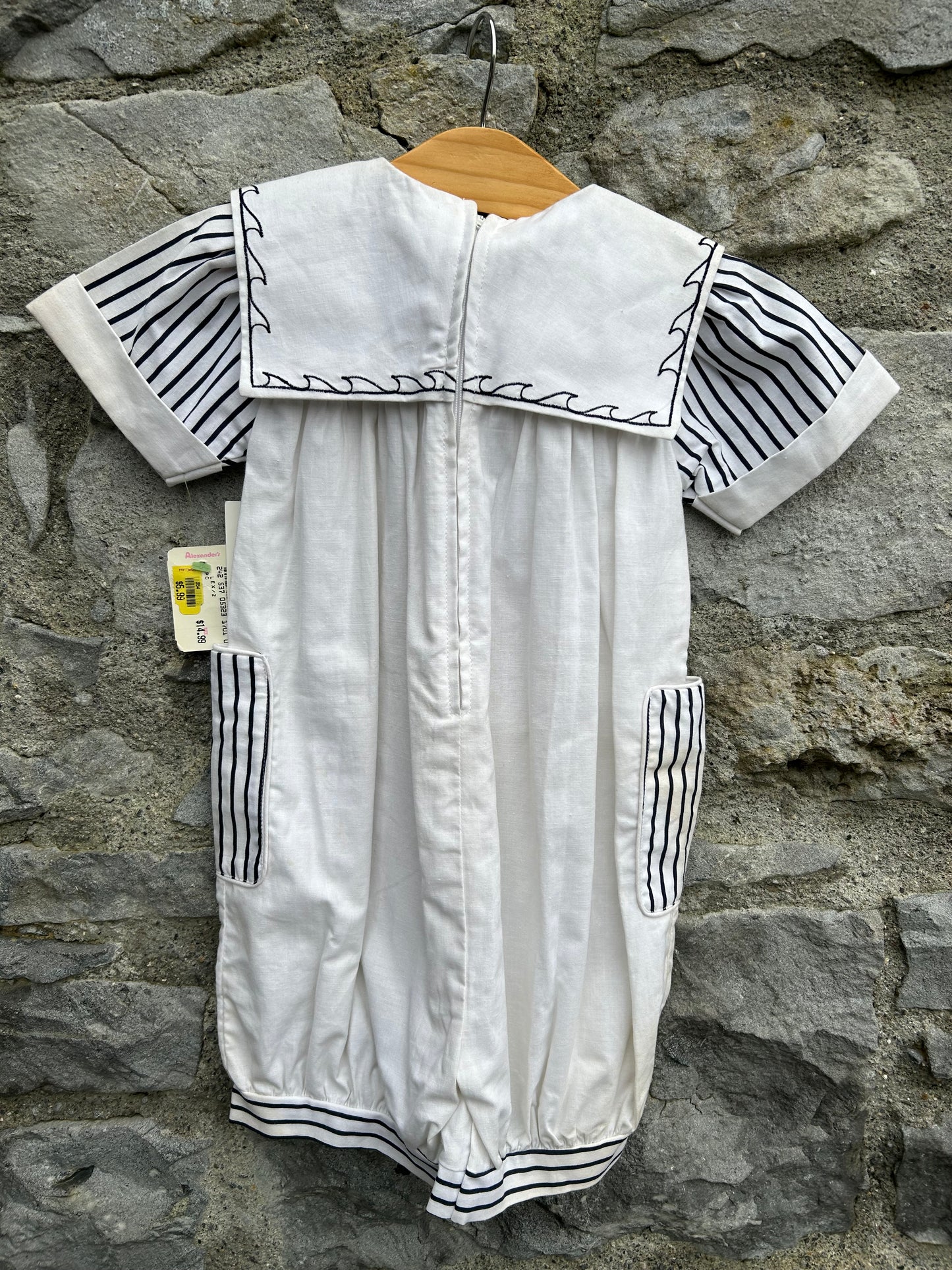 80s white sailor rompers   3-4y (98-104cm)