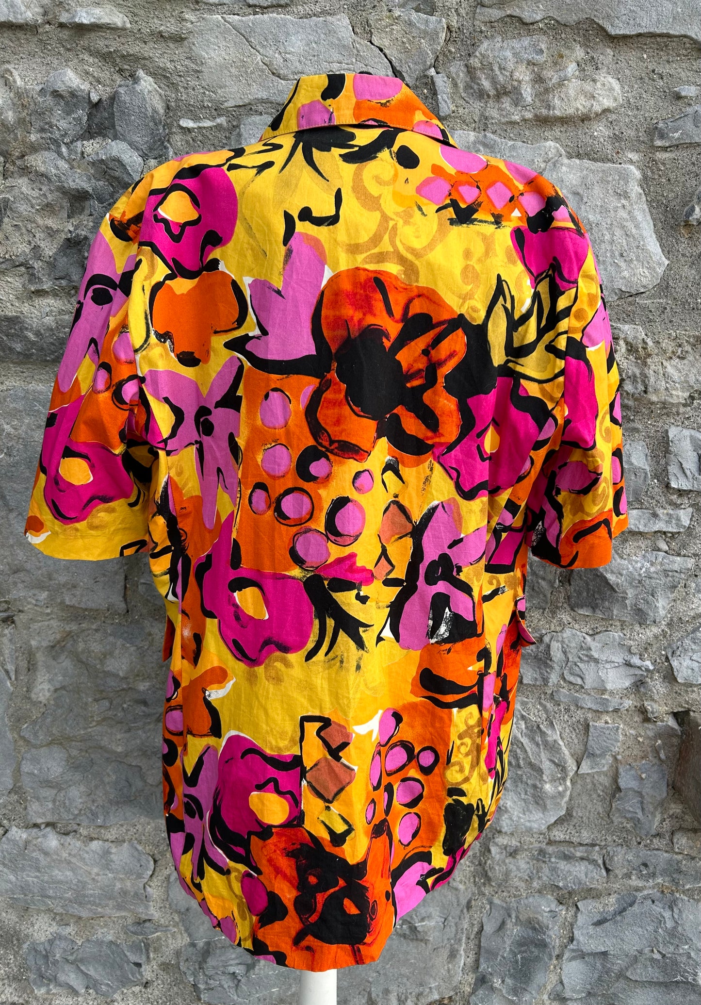 90s abstract flowers yellow jacket uk 16