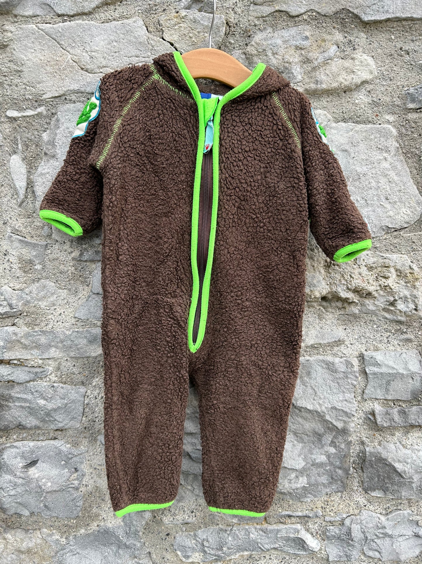 Brown fleece onesie   6-9m (68-74cm)