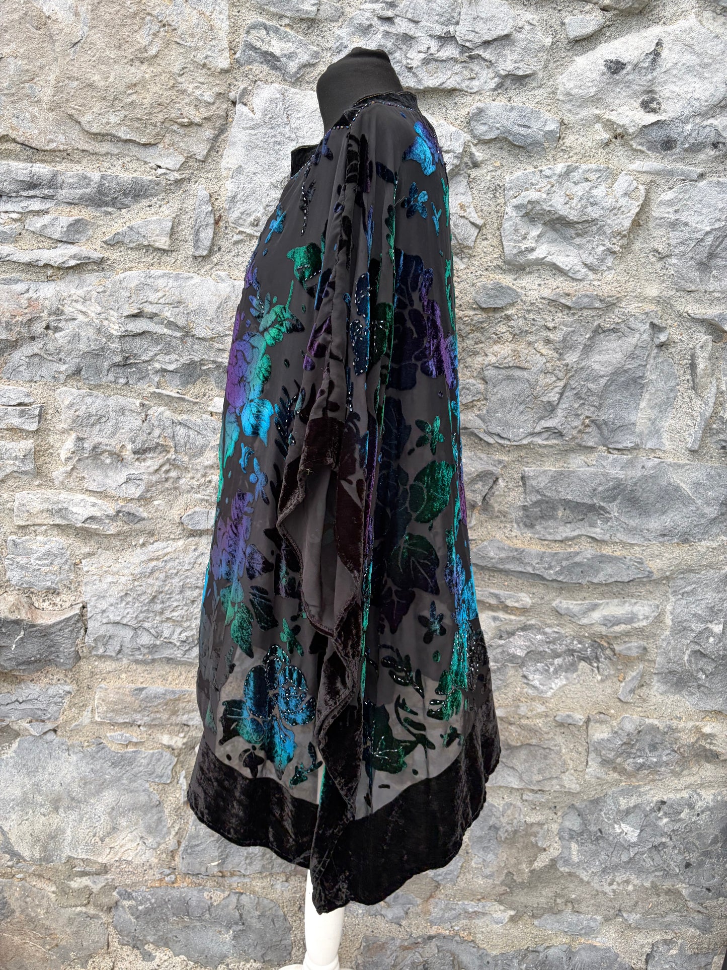 Stained glass floral velvet poncho uk 8-14