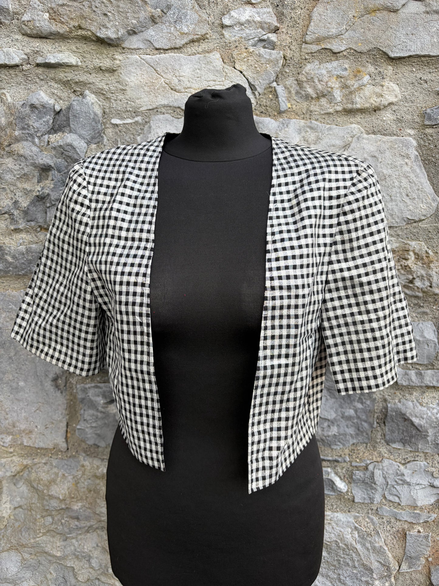 80s sparkly black check bolero  uk 6-8