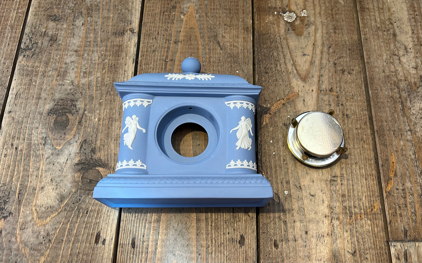 Handcrafted Pale Blue Mantle Desk Clock