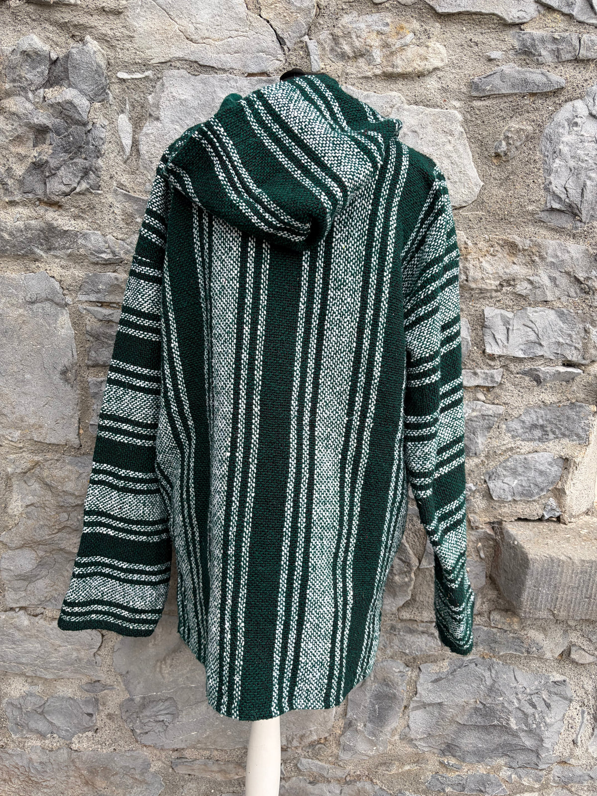 Green stripy Baja hoodie M-L