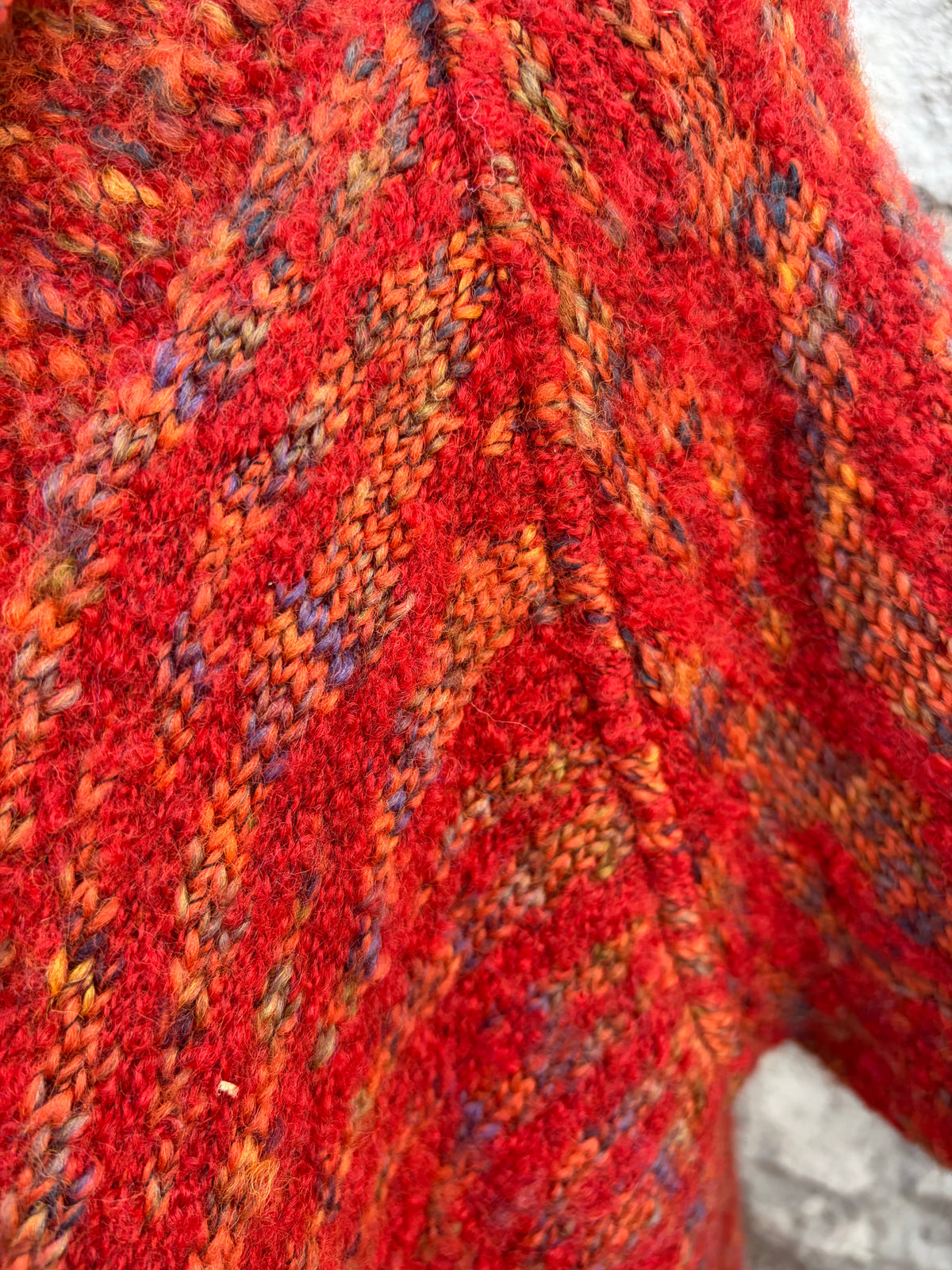 Red&orange marled open draped cardigan uk 12-14