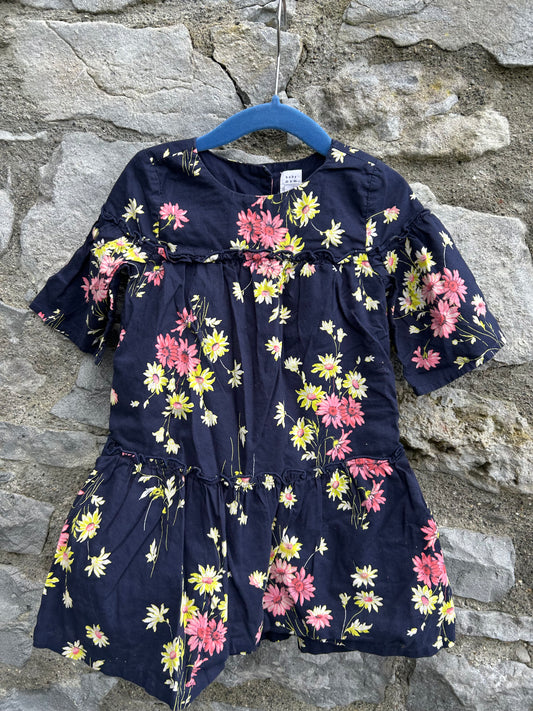 Floral navy dress  2-3y (92-98cm)
