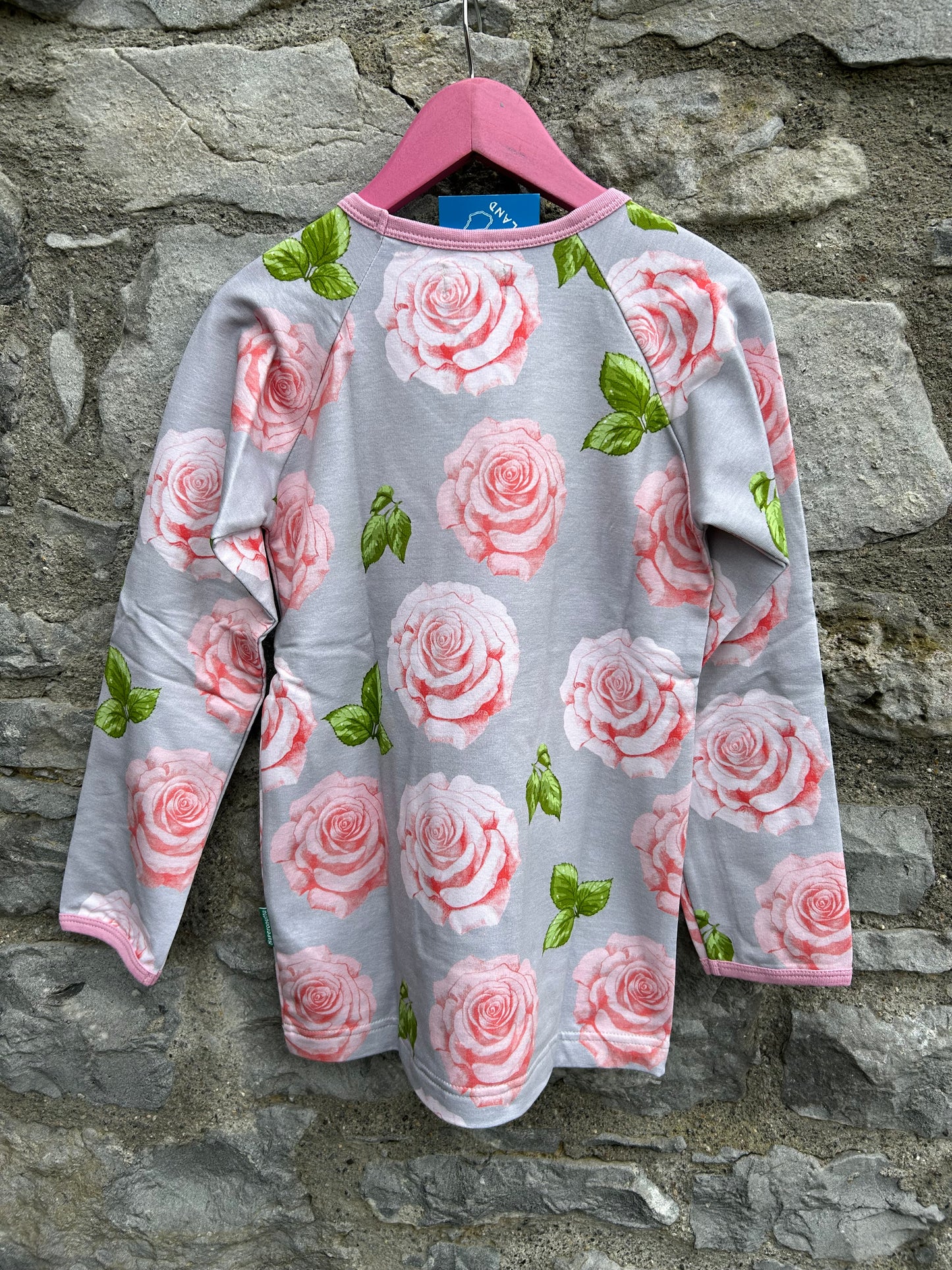 Pink roses grey top  9y (134cm)