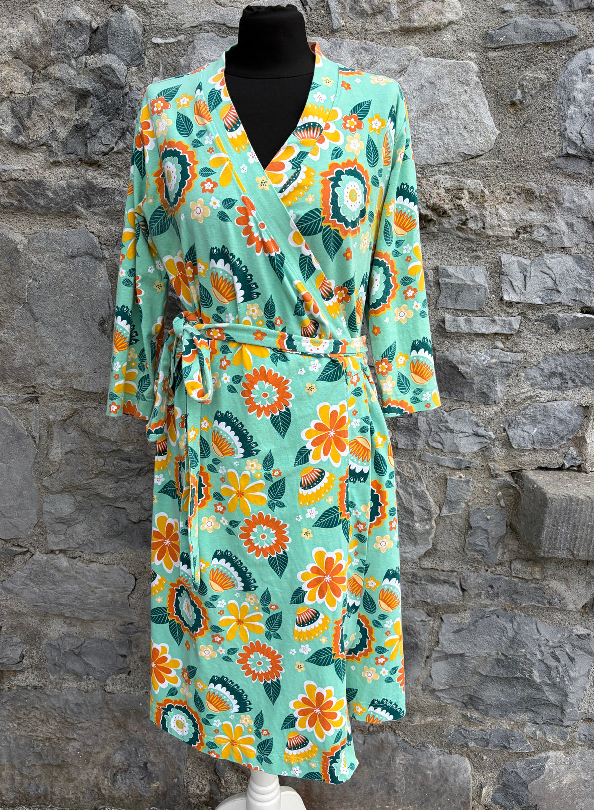 Mumbai Flower Market Green wrap dress uk 12