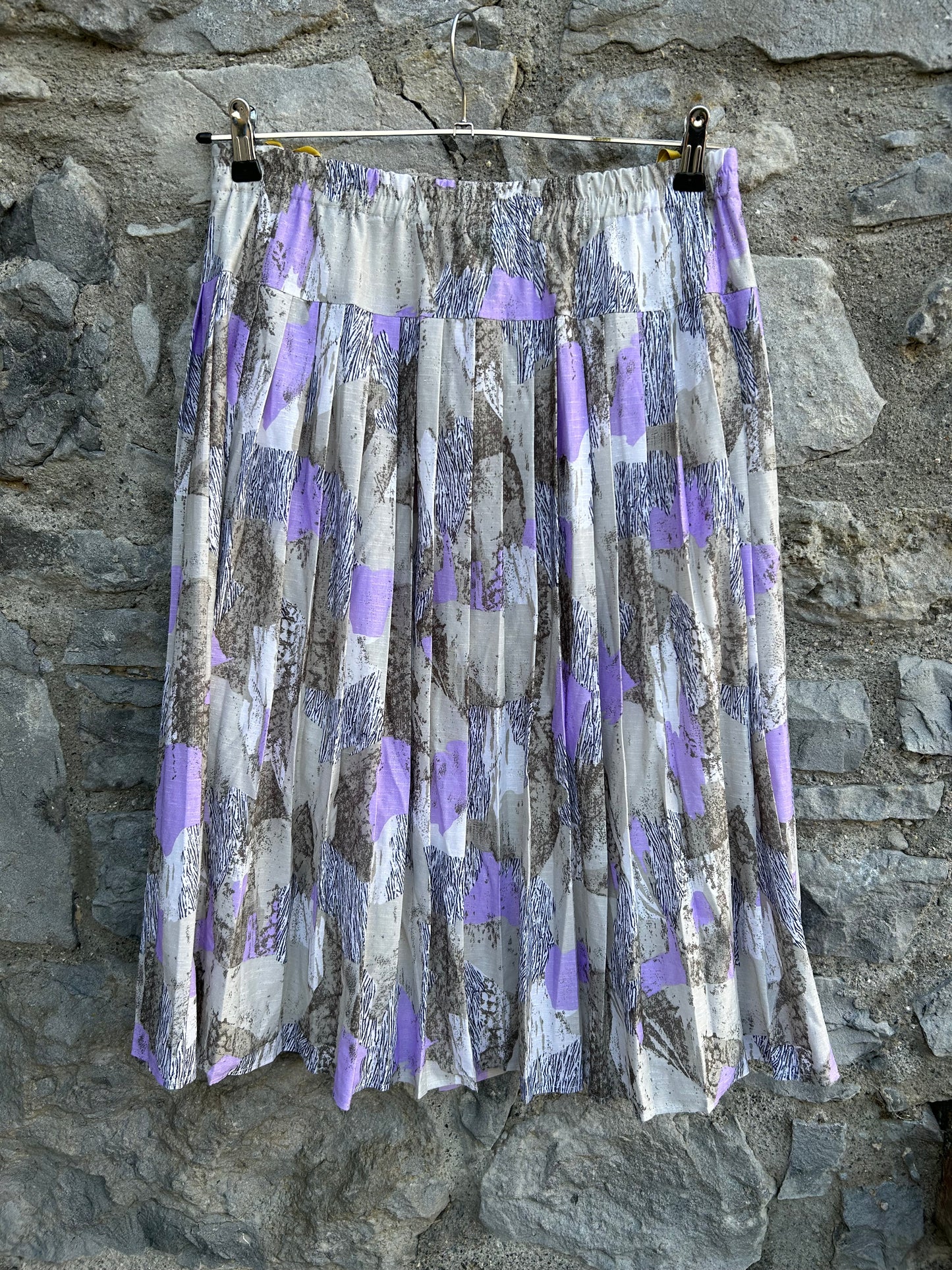 80s Purple&grey abstract skirt uk 14-16