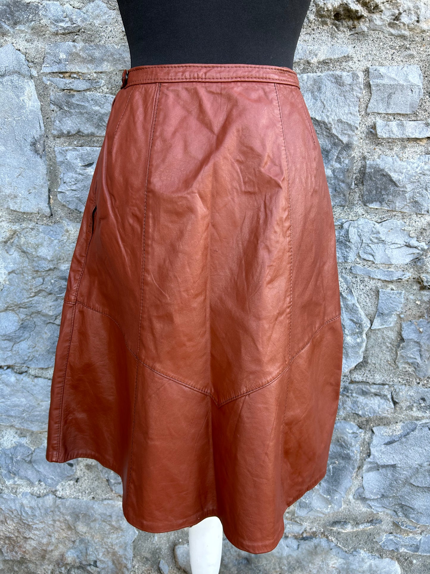 80s brown leather skirt uk 6-8