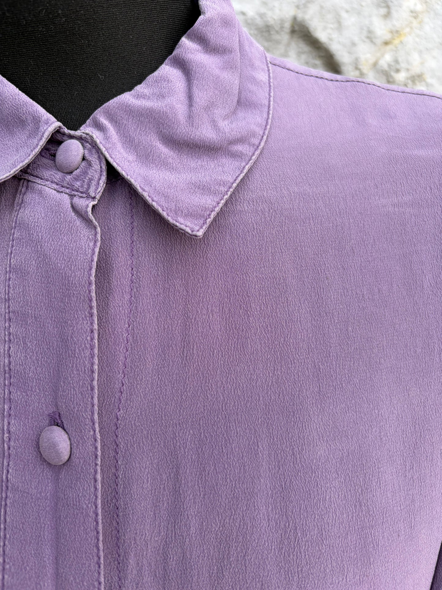 80s lilac silk blouse uk 10