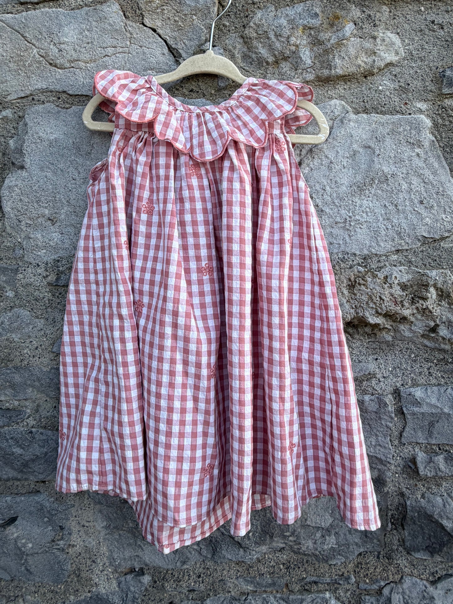 Dusty pink gingham dress  12-18m (80-86cm)