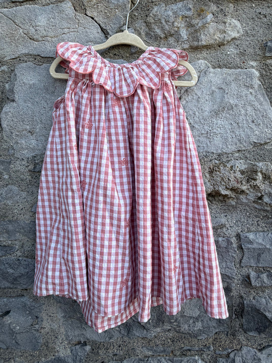 Dusty pink gingham dress  12-18m (80-86cm)