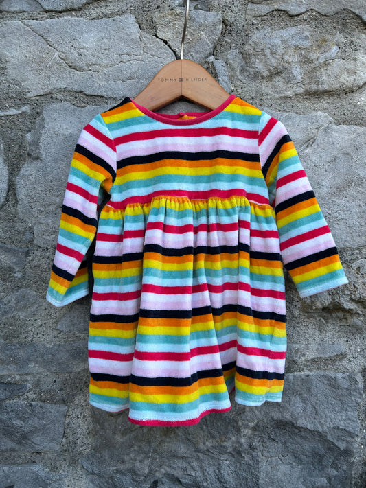 Colourful stripes velour dress  6-9m (68-74cm)