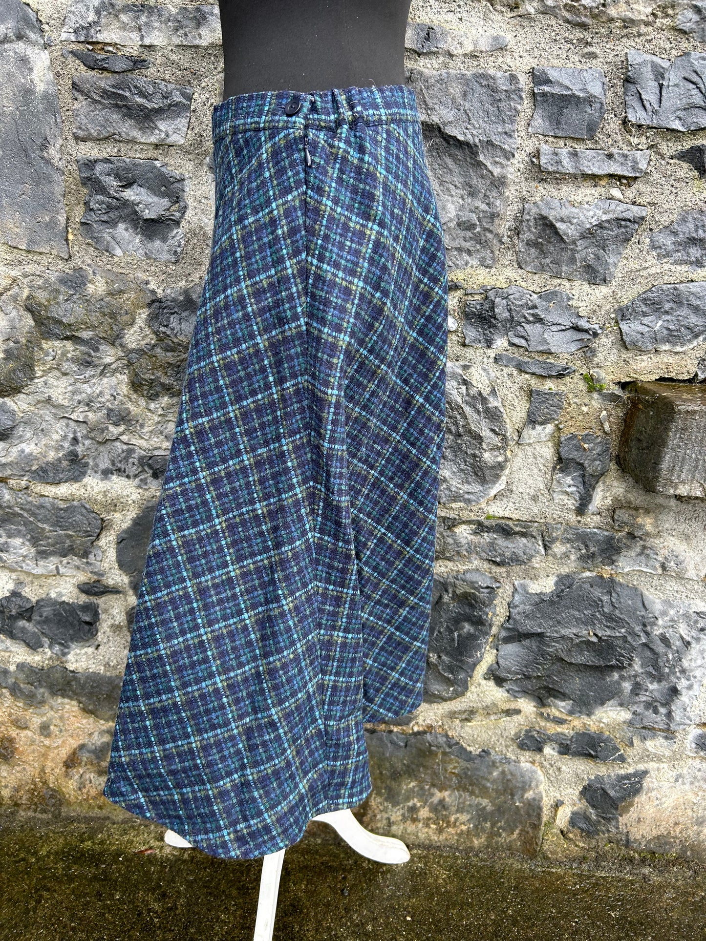 90s Blue&teal check skirt uk 10-12