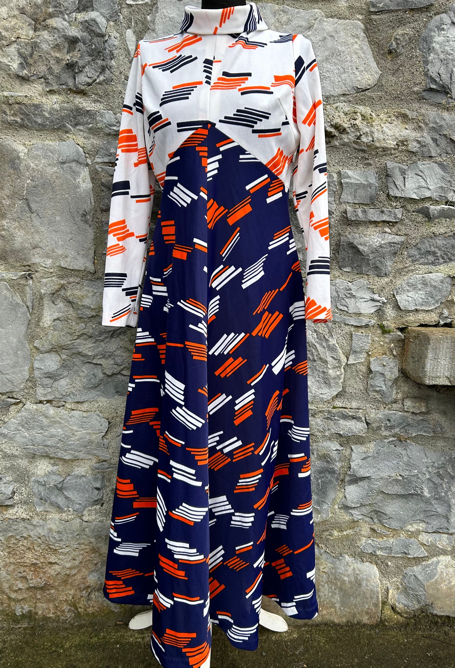 70s geometric maxi dress uk 12